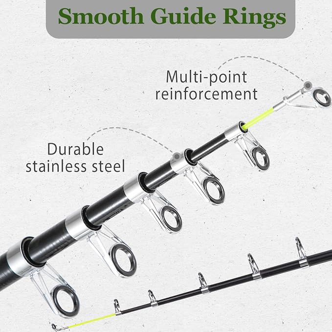 Tripquips Fishing Rod and Reel Combo with Fishing Net, 6.9ft Telescopic Fishing Pole Kit with Fishing Pliers, Lip Gripper, Fishing Lures,Pre-Loaded Spinning Reel Combo