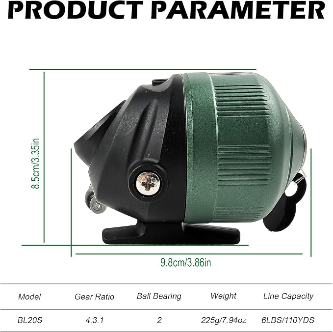 Spincast Fishing Reel, All-Metal Gears, Easy to Use Push Button Casting Design, Changeable Right/Left-Hand Retrieve
