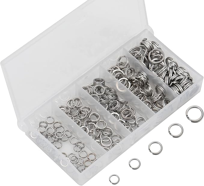 GREATFISHING 200PCS High Strength Heavy Stainless Steel Split Ring Lure Connector Swivels Snap with Fishing Pliers 30lb to 120lb Test