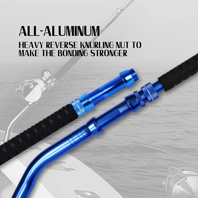 Fiblink 2-Piece Saltwater Offshore Heavy Bent/Straight Butt Trolling Rod Fishing Roller Rod Conventional Boat Deep Sea Fishing Pole (5'1"/5'6"/6'/6'6",30-50lb/50-80lb/80-120lb)