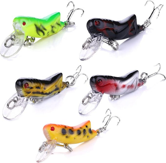 5pcs Crickhopper Cricket/Grasshopper Crankbait Fishing Lures, Grasshopper Bait Bionic Mini Fishing Topwater Lures for Freshwater and Saltwater for Bass Pike Walleye Trout Lures