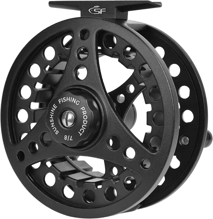 SF SF-001 Large Arbor Fly Fishing Reel with Aluminum Alloy Body 3/4wt 5/6wt 7/8wt Die Cast Pre-Loaded Fly Reel with Line Combo for Trout Bass Carp Pike Panfish