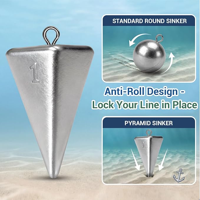 Fishing Weights Pyramid Sinkers Kit Bullet Fishing Weights Sinkers for Ocean Saltwater Surf Fishing Gear Tackle 1oz 2oz 3oz 4oz