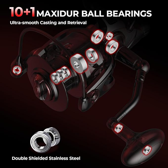 KastKing Sharky Baitfeeder III Spinning Reel 10+1 Shielded Stainless Steel BB - Carbon Fiber Drag for Live Liner Bait Fishing Action