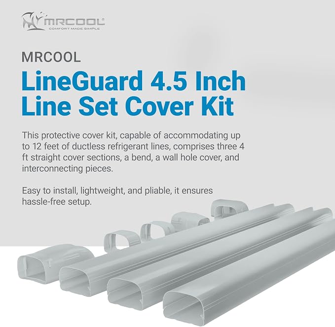 MRCOOL LineGuard Line Set Outdoor Cover for Ductless Mini Split System, Protection from Wind, Rain and Extreme Temperatures, Gray