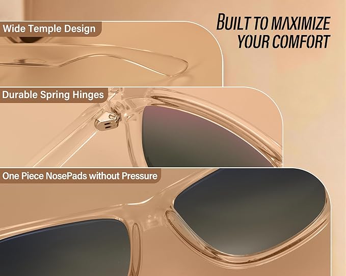 Polarized Sunglasses for Men & Women, Lightweight Driving Sunglasses for Fishing, Golf, Sports, UV400 Protection