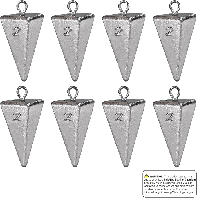 Triangle Fishing Weights 4-Sided Pyramid Sinkers Lead Fishing Weights and Sinkers for Saltwater Ocean Surf 1oz-32oz/2LB