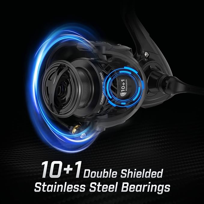 Piscifun Carbon X II Spinning Reels, Light to 5.5oz, Upgrade Carbon Frame Rotor, 22LBs Max Drag, 10+1 Shielded BB, 6.2:1/5.2:1, Smooth Powerful Freshwater Saltwater Spinning Fishing Reel
