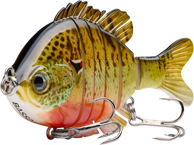 BASSDASH SwimPanfish Multi Jointed Panfish Bluegill Swimbaits Hard Topwater Bass Lures Fishing Lure Crank Saltwater 3.5in/0.85oz