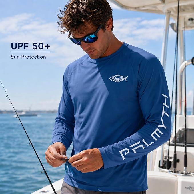 Palmyth Fishing Shirts for Men Long Sleeve UPF 50+ T Shirt Sun Protection Tee