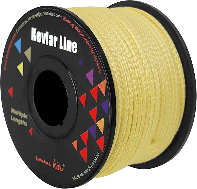 emma kites 100% Kevlar Braided String Utility Cord 100Lb ~ 1700Lb Abrasion Flame Resistant, Tactical Survival Fishing Assist Cord Model Rocket Paracord Trip Line Camping Cordage