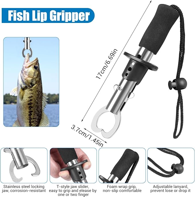 3 Layers Fishing Tackle Box, 213Pcs Fishing Lures Kit with Small Fishing Tool Kit Containing Weights Scale, Lip Clip, Hook Remover, Fishing Accessories, Fishing Gear for Beginners Kids, Men, Adults