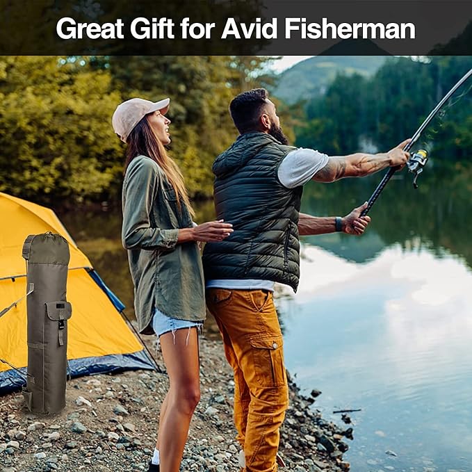 DONQL Fishing Rod Bags, Outdoor Fishing Pole Holders Reel Case, Multifunction Camping Portable Travel Carry Case Backpack Fish Rod Reel Bag, Holds 5 Poles & Fishing Tackles, Fishing Gear for Men
