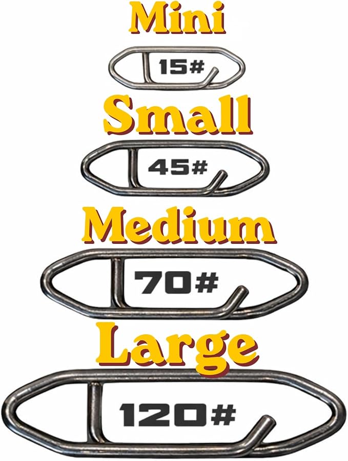 Fishing Speed Clips 50 Pack – Stainless Steel Quick Change Snap Clips for Fishing Lures – Mini, Small, Medium, Large