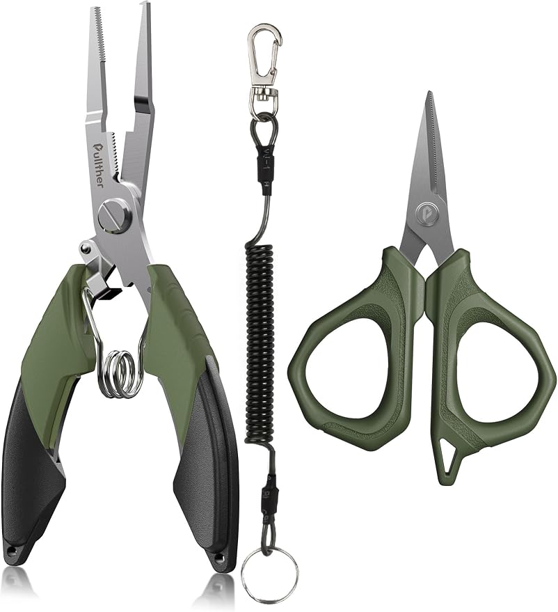 Fishing Tools Kit, Fishing Pliers,Fishing Scissors, Fishing Line Cutter for Braided Fishing Line,Fishing Gear with Lanyard