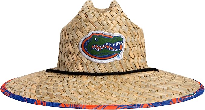 FOCO Men's NCAA College Team Logo Floral Straw Sun Hat