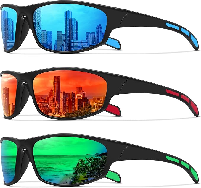 Sports Polarized Sunglasses for Men Women Wrap Around Sun Glasses Fishing Cycling Driving Running UV Protection