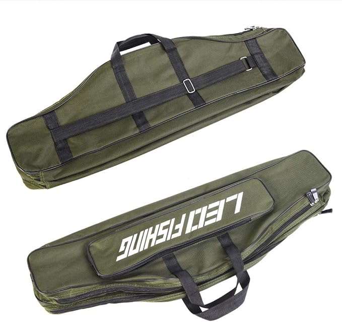 Conskyee Portable Foldable Fishing Rod Case, Fishing Pole Bag, Double Layer Oxford Travel Storage for Short Rods & Reels, Compact for Backpack (80cm/2.62ft)