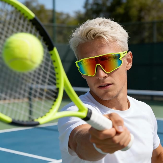 DUCO Polarized Sports Sunglasses for Men Women: UV400 Protection 24g Wrap Around Glasses for Baseball Running Hiking DC0023