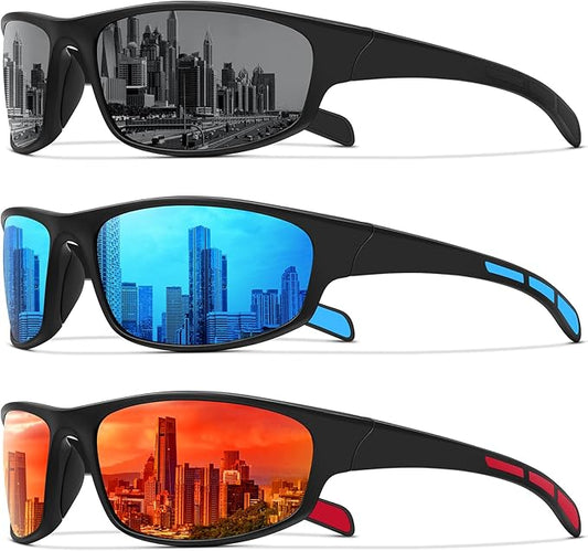 Sports Polarized Sunglasses for Men Women Wrap Around Sun Glasses Fishing Cycling Driving Running UV Protection