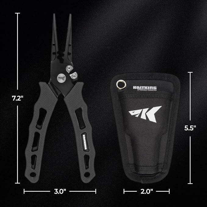 KastKing Cutthroat 7 inch Fishing Split Ring Pliers, 420 Stainless Steel Fishing Tools, Saltwater Resistant Fishing Gear, Tungsten Carbide Cutters