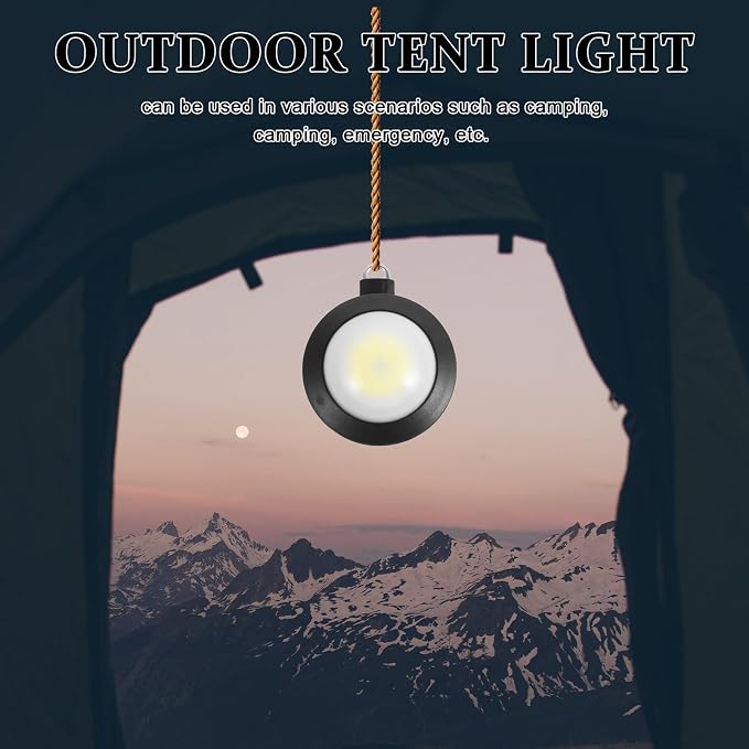 VALICLUD Portable Camping Lantern LED Tent Light with Hook Black Battery Powered Emergency Outdoor Lantern for Hiking Fishing Night Fishing