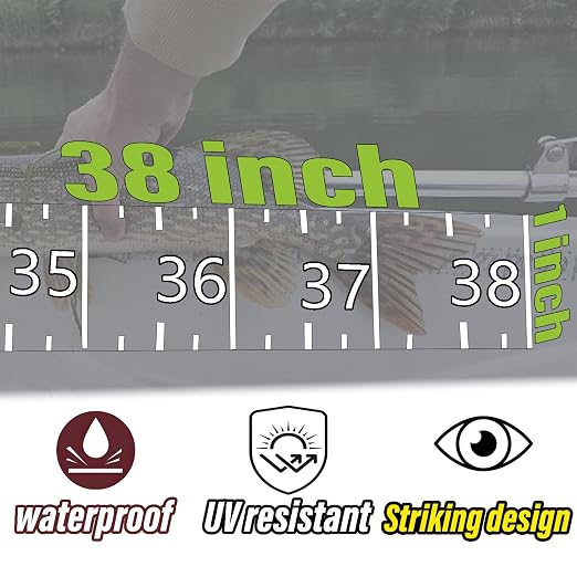 38" Boat Ruler Fish Measuring Sticker - Transparent Waterproof Decal Tape Measure - Clear Discreet Adhesive for Boat, Kayak, Net, Gaff, Table - 2 Pack