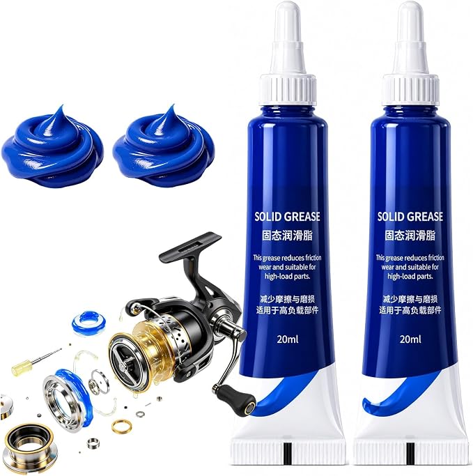 XIRUJNFD Fishing Reel Oil and Grease Kit, Bearing Lubricant and Gear Grease for Fishing Reels, Anti-Rust Reel Maintenance for Spinning, Baitcaster and Conventional Reels