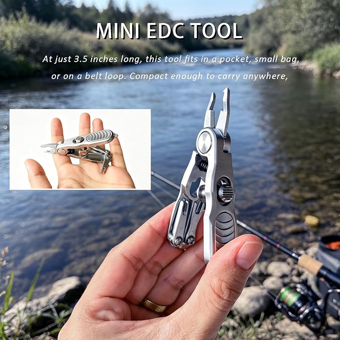 Fishing Line Cutter, 5-in-1 Multi-Tool with Stainless Steel Clippers for Braided, Mono & Fluoro,Split Ring Opener,Knot Tying Aid,Hook Eye Cleaner, and Retractable Lanyard, Compact Pliers for Anglers