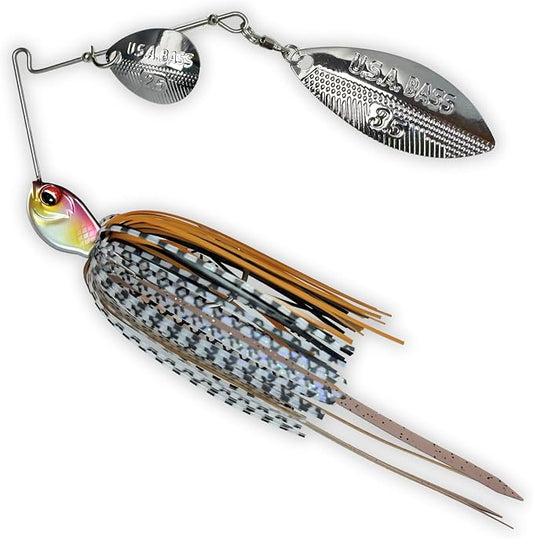 USA BASS Tackle Apache Attack Spinnerbait Type II Largemouth Smallmouth Spotted Bass Premium Fishing Bait Handtied Skirt Custom Blades Heavy Duty Hook New for 2025