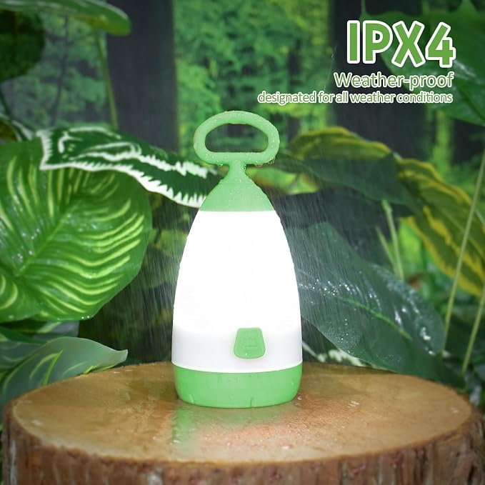 Kids Camping Lantern & Night Light Battery Powered (AAA Included), 360° Eye-Safe Light, IPX4 Waterproof with RGB Modes Portable for Outdoor, Emergency & Bedtime, Gift for Children (Green)