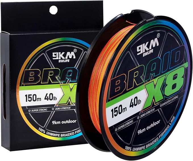 9KM DWLIFE Braided Fishing Line 8LB-120LB Dyneema Fishing Line, Zero Stretch & Anti-Bite Coating for Freshwater/Saltwater Fishing 4/8 Strands