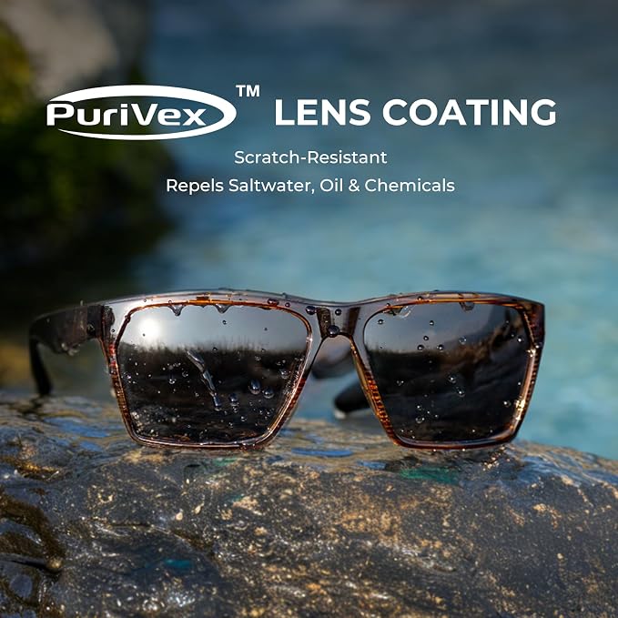 KastKing Beartrap Polarized Sports Fishing Sunglasses, With PuriVex Protective Lens Coating, Square Frame Design, Men Women