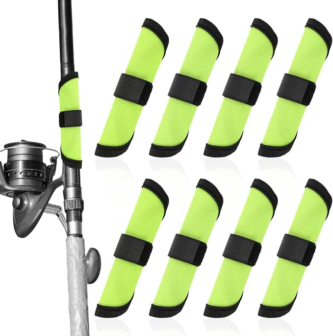 Gosknor 8pcs Fishing Lure Covers, 15cm/5.9in Fish Hook Protectors Lure Guard Wrap for Fishing Rod Safety & Tackle Storage (Green)