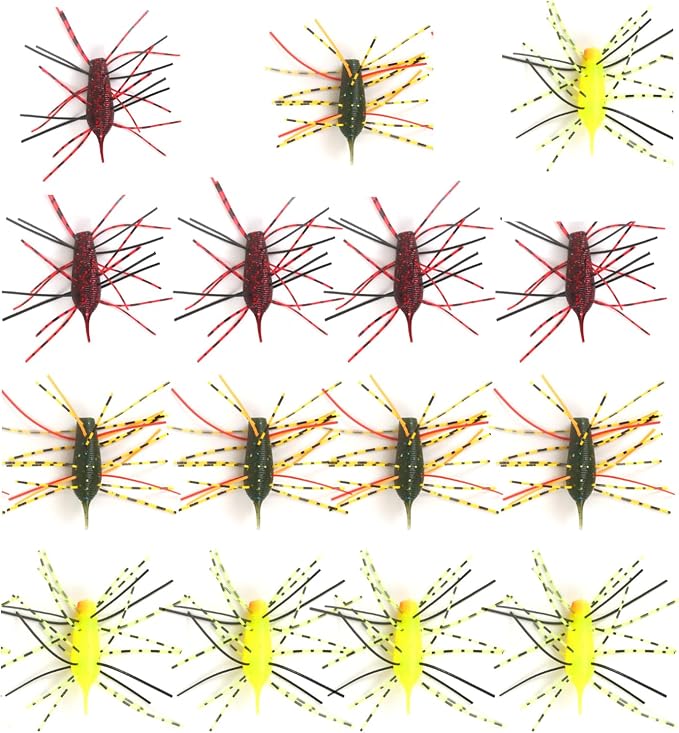 Silicone Soft Dice Fishing Lures: 12pcs Multiple Tentacles Slow Sink Soft Plastic Baits for Bass Drop Shot Finess Wacky Rig