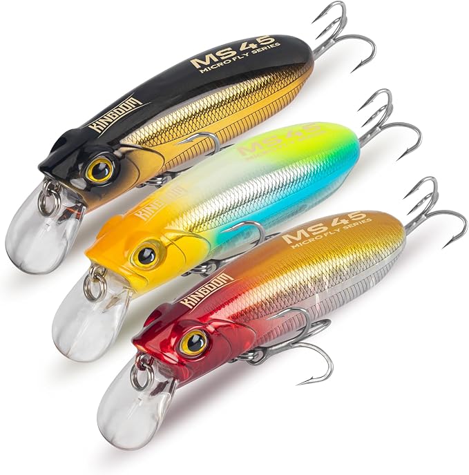 KINGDOM 3PCS Topwater Fishing Lures for Bass Whopper Popper Fishing Lure for Bass Catfish Pike Perch Floating Pencil Bait with Propeller Tail Freshwater/Saltwater