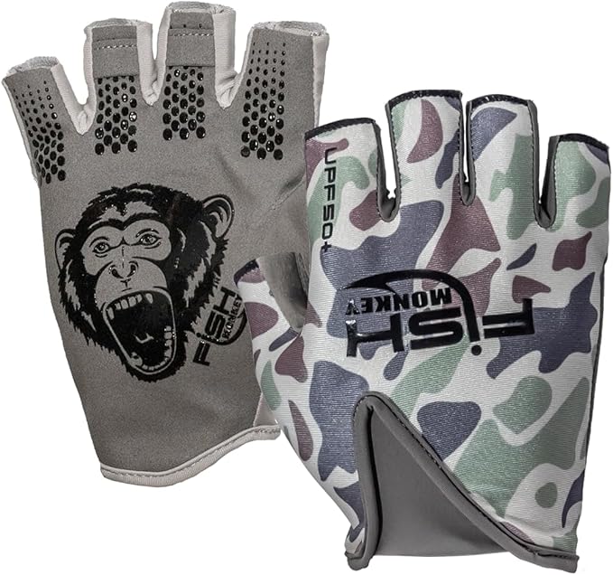 Fish Monkey Stubby Guide Glove, Enhanced-Grip Sun Protection Fishing Glove