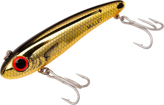 Bomber Lures Mullet Slow-Sinking Twitch / Walking Saltwater Fishing Lure - Excellent for Speckled Trout, Redfish, Stripers and More, 3 1/2 Inch, 5/8 Ounce