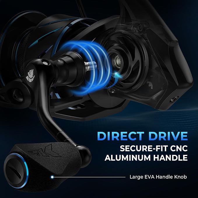KastKing Verus Spinning Reel, Ultra-Lightweight 5oz Fishing Reel, 5.2:1/6.2:1 Gear Ratio, Aerodynamic Reel Rotor, 10+1 Stainless Steel Bearings, Lightweight Nylitech Body&Rotor, Carbon Fiber Drag