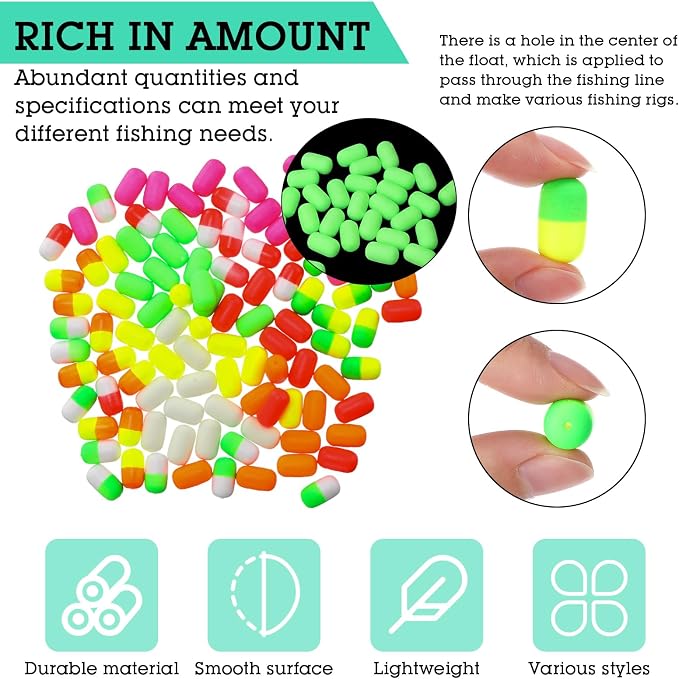 Skylety 100 Pieces Pompano Rig Floats for Surf Fishing Pill Snell Fishing Floats Making Kit for Trout Catfish Walleye