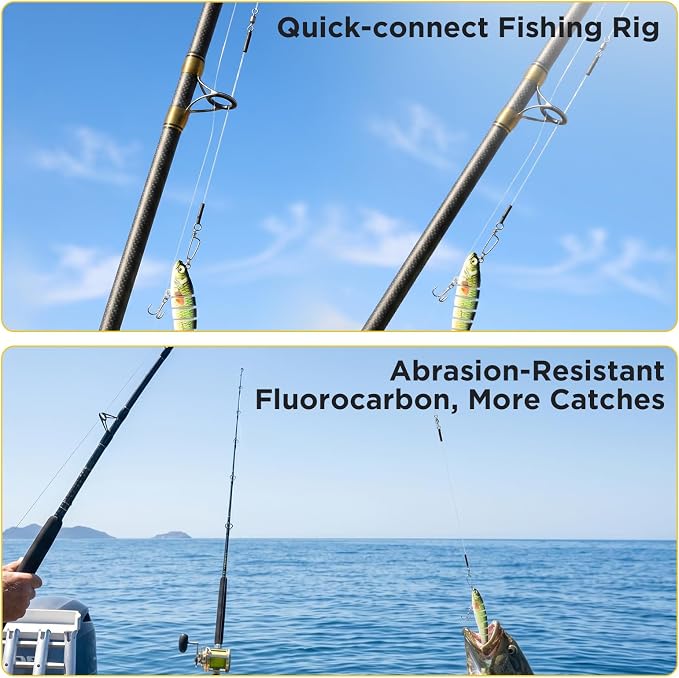 DONQL 15PCS Fluorocarbon Fishing Leaders with Swivel Snaps Connects Lures Bait or Hooks Wire Leaders Line for Saltwater Freshwater Ideal for Bass, Trout, Pike