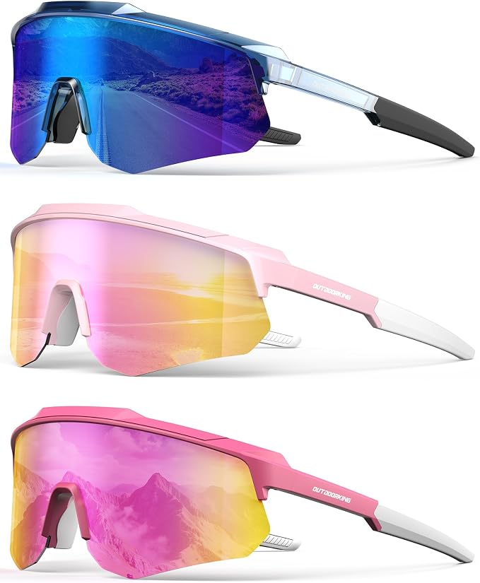 Polarized Sports Sunglasses for Men Women, UV400 One-Piece Lens Sport Shades for Baseball, Running, Cycling, Fishing