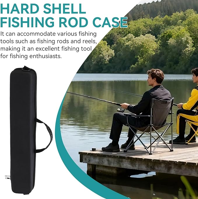 Travel Fishing Rod Case Hard Shell, Fishing Pole Carrying Case for Travel Fishing Rod Bag Carrier Case Fishing Pole Travel Case with Shoulder Strap for Fishing Tools