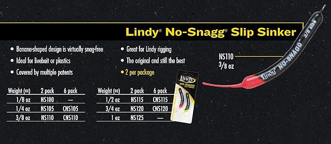No-Snagg Slip Sinker Banana-Shaped Fishing Sinker - Enables Anglers to Fish Unfishable Areas