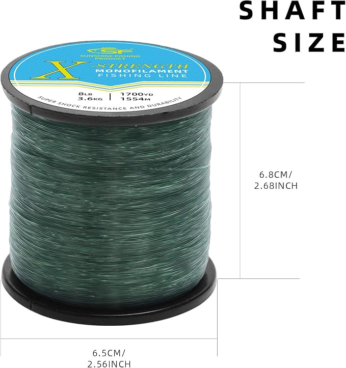 SF Monofilament Fishing Line Premium Spool X-Strong Mono Nylon Material Leader Line for Saltwater Freshwater 8/10/12/15/20/25/30/40/50/60/80/100LB