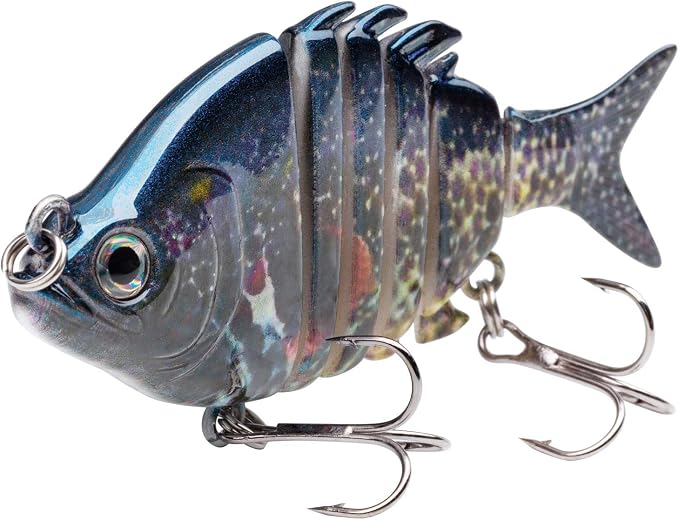 Bassdash SwimPanfish 0.34oz Hard Swimbaits Multi Jointed Topwater Trout Bass Fishing Crank Lure for Freshwater and Saltwater
