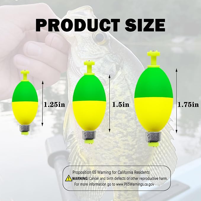 12 Pcs Fishing Bobbers Floats,Snap-on Fishing Bobber Fishing Float Corks Weighted Bobbers for Fishing Crappie Panfish Bluegill Trout