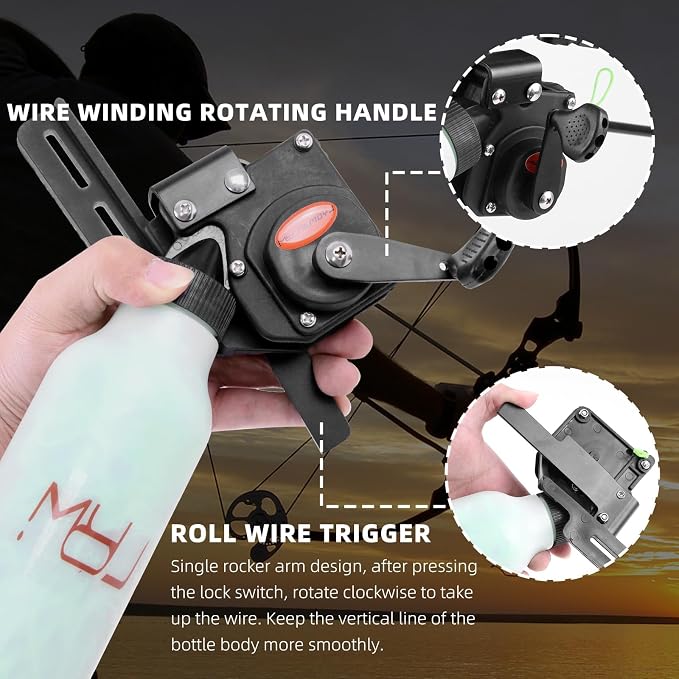Archery Bow Fishing Reel Hunting Bow Fishing Reel 43 Yard Fishing Rope Used for Compound Bow and Recurve Bow