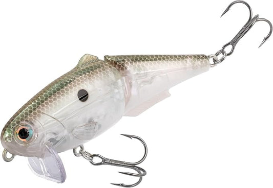 Strike King (HCWS2-568) Wake Shad Fishing Lure, Single Jointed Swimming Topwater Wakebait, 1-Ounce, Size 2 Treble Hooks, Green Gizzard Shad