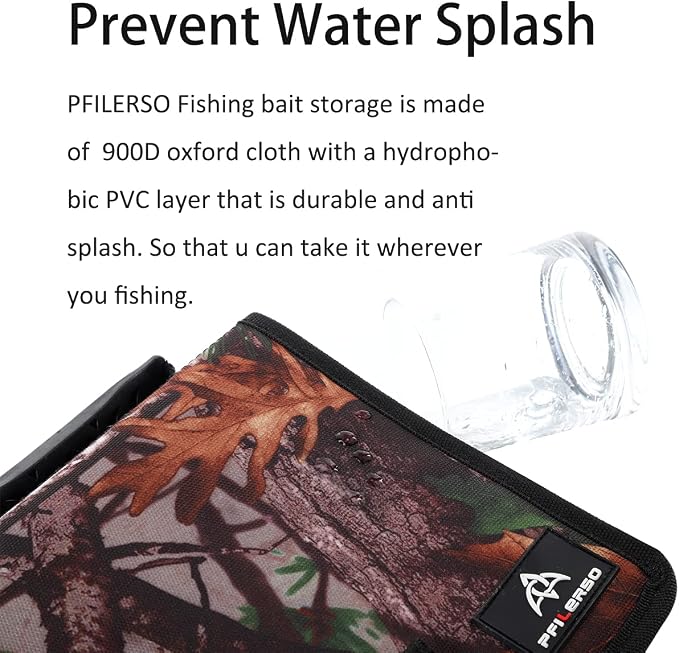 Fishing Tackle Binder Lure Biat Organized Storage Bag for Soft Worms Rigs Jigs and Lines Fishing Tackle Wallet Case with 15+5pcs Transparent Thickened Ziplock Bag (Tree Camouflage)